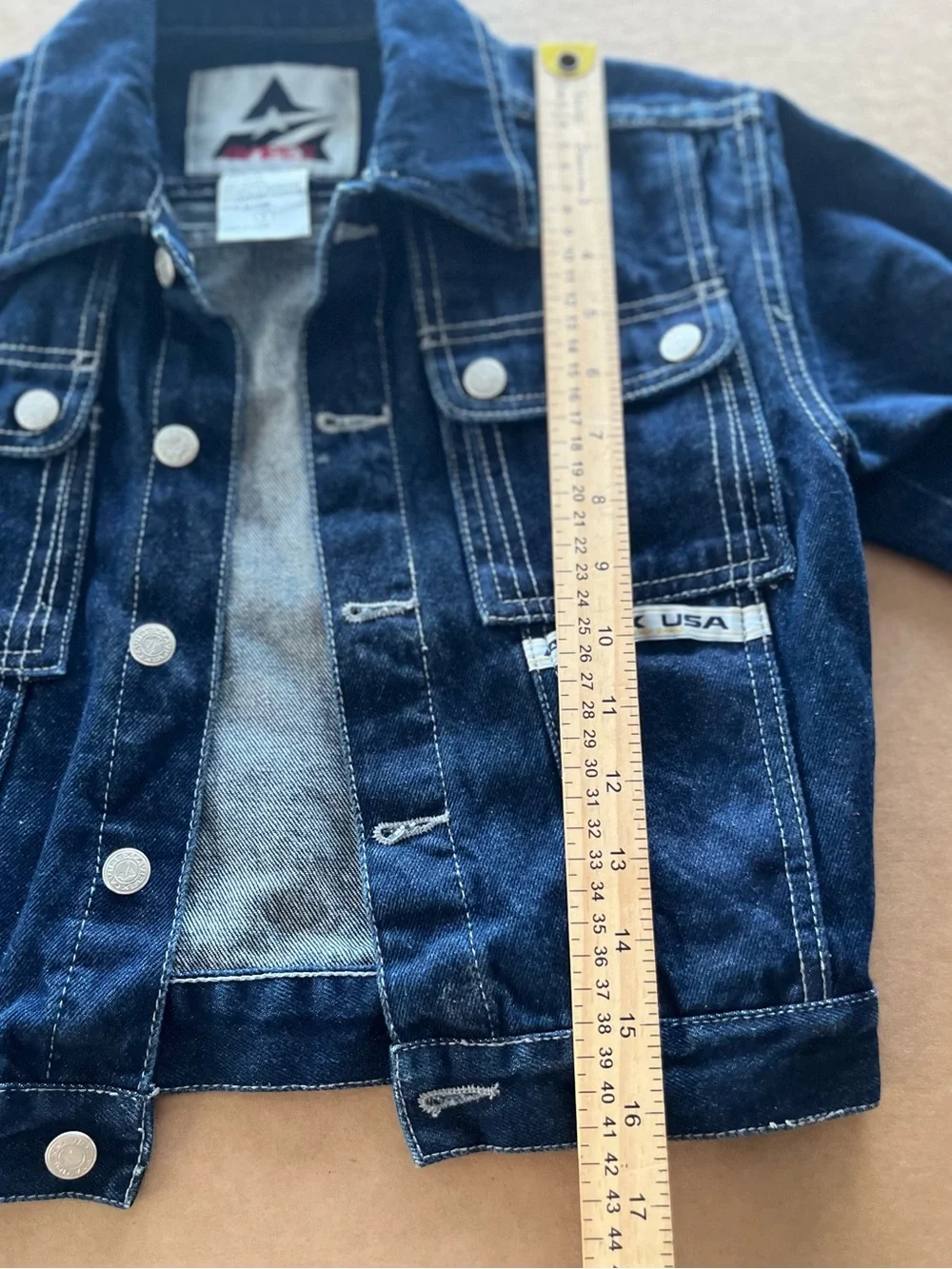 Avirex Kids Denim Trucker Jacket Size 4 Embroidered Logo Dark Wash Vintage Y2K